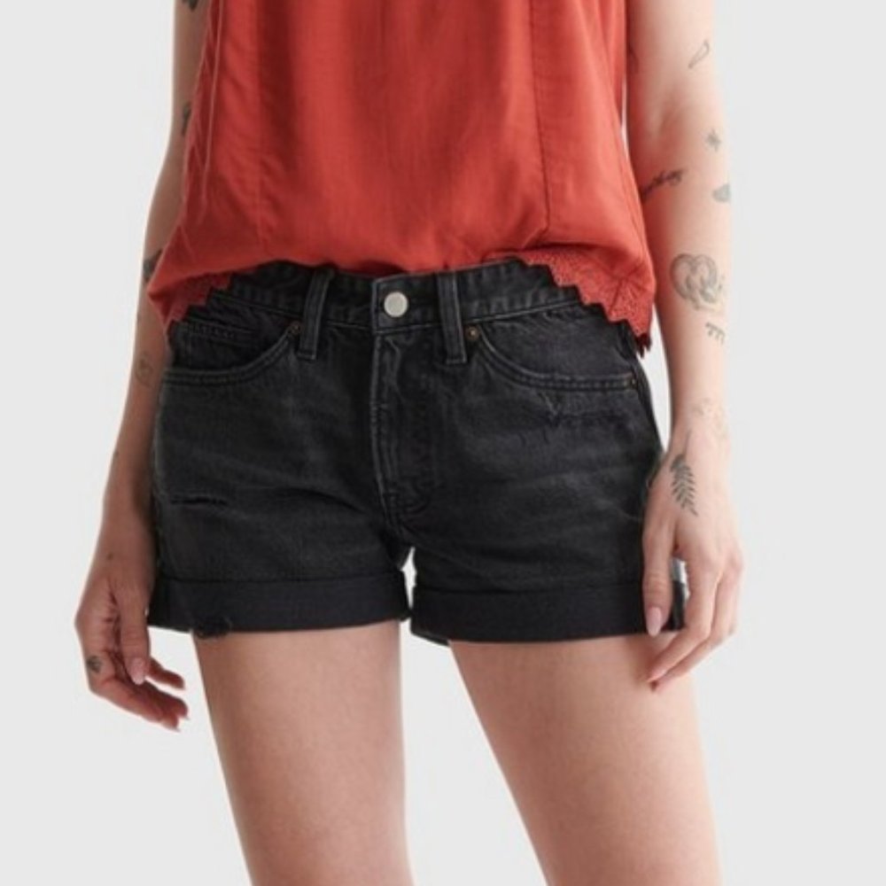 Lucky Brand Black Mid Rise Boy Shorts